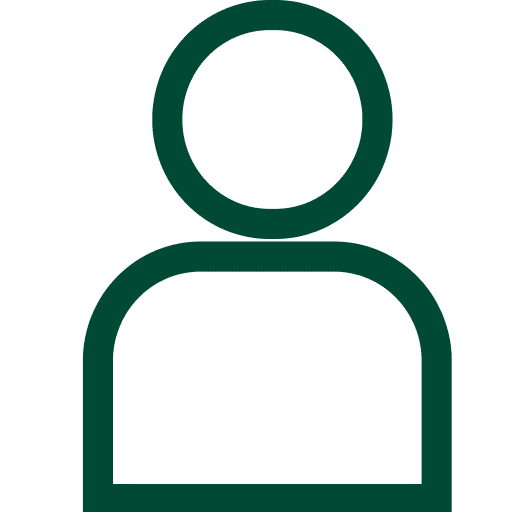 User icon in dark green outline.